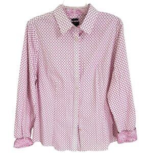 Talbots Pink & White Button‎ Front Wrinkle Free Top  NWT Size 16